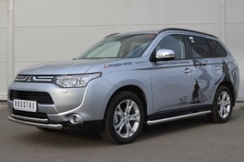 19 549 р. Защита порогов на SLITKOFF (труба D63)  Mitsubishi Outlander  GF (2012-2014) дорестайлинг (Защита порогов с со скосами на торцах (вариант 1))  с доставкой в г. Кемерово. Увеличить фотографию 3