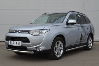 9 749 р. Защита порогов на SLITKOFF (труба D63) Mitsubishi Outlander GF дорестайлинг (2012-2014) (Защита порогов с закругленными торцами (вариант 3))  с доставкой в г. Кемерово. Увеличить фотографию 2