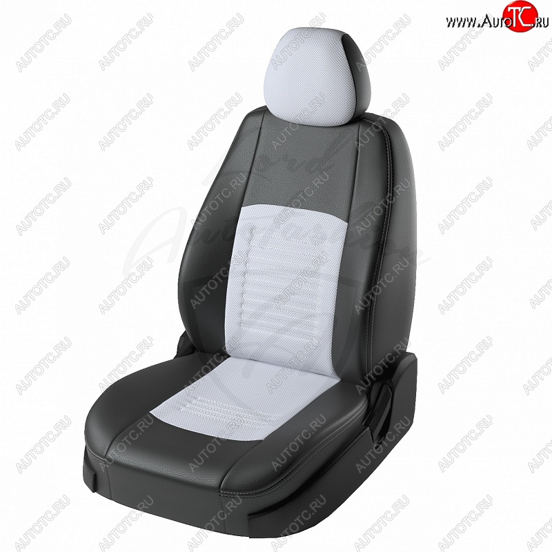 9 449 р. Чехлы для сидений Lord Autofashion Турин (экокожа) Mitsubishi Outlander GF 2-ой рестайлинг (2015-2018) (Чёрный, вставка белая)  с доставкой в г. Кемерово