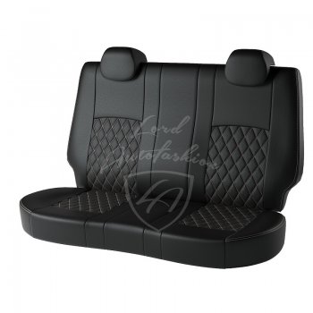 9 449 р. Чехлы для сидений Lord Autofashion Турин Ромб (экокожа) Mitsubishi Outlander GF 2-ой рестайлинг (2015-2018) (Черный, вставка черная, строчка бежевая)  с доставкой в г. Кемерово. Увеличить фотографию 2