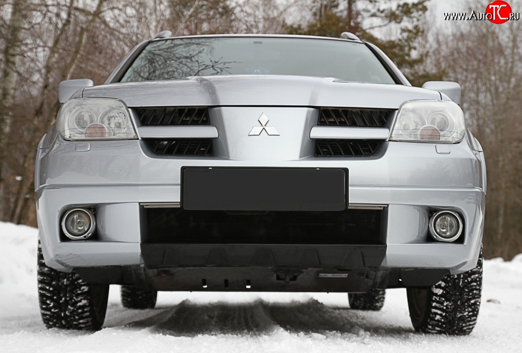 3 299 р. Накладка на передний бампер RA Mitsubishi Outlander CU (2003-2009) (Поверхность глянец (под покраску), Неокрашенная)  с доставкой в г. Кемерово