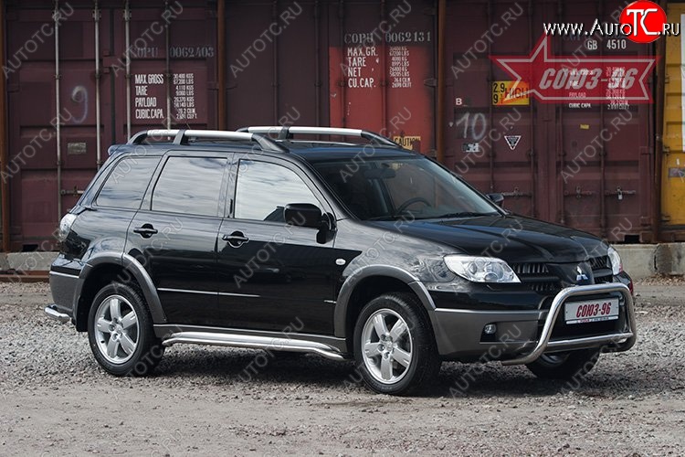 10 079 р. Защита переднего бампера Souz-96 (d60) Mitsubishi Outlander CU (2003-2009)  с доставкой в г. Кемерово