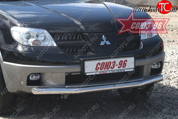 9 584 р. Защита переднего бампера одинарная Souz-96 (d60) Mitsubishi Outlander CU (2003-2009)  с доставкой в г. Кемерово