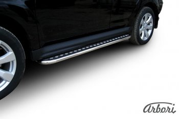 14 219 р. Защита штатных порогов с листом Arbori (нержавейка, алюминий, d42 mm) Mitsubishi Outlander XL (CW)  рестайлинг (2010-2013)  с доставкой в г. Кемерово. Увеличить фотографию 2