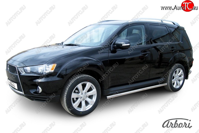 20 799 р. Защита штатных порогов Arbori (нержавейка, d57 mm). Mitsubishi Outlander XL (CW)  рестайлинг (2010-2013)  с доставкой в г. Кемерово