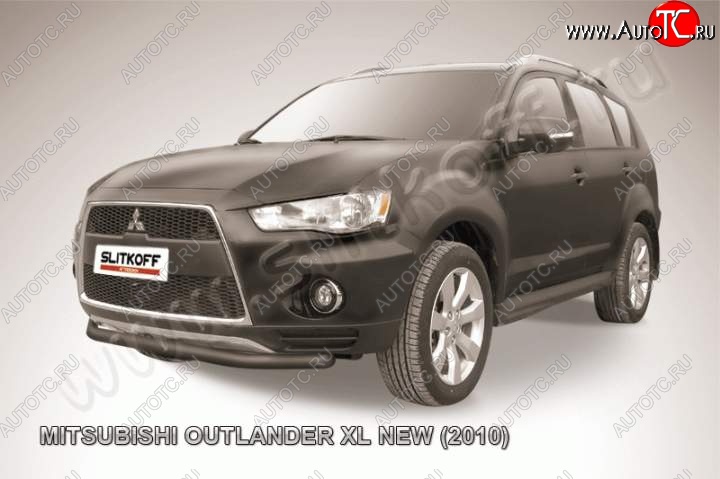 7 599 р. Защита переднего бампер Slitkoff  Mitsubishi Outlander  XL (2010-2013) (CW)  рестайлинг (Цвет: серебристый)  с доставкой в г. Кемерово