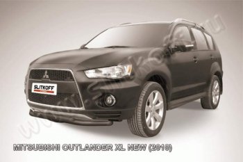 9 449 р. Защита переднего бампер Slitkoff  Mitsubishi Outlander  XL (2010-2013) (CW)  рестайлинг (Цвет: серебристый)  с доставкой в г. Кемерово. Увеличить фотографию 1