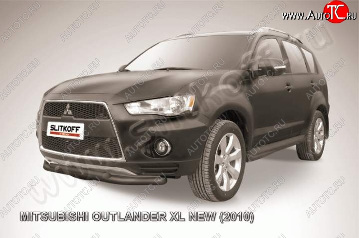 9 449 р. Защита переднего бампер Slitkoff  Mitsubishi Outlander  XL (2010-2013) (CW)  рестайлинг (Цвет: серебристый)  с доставкой в г. Кемерово