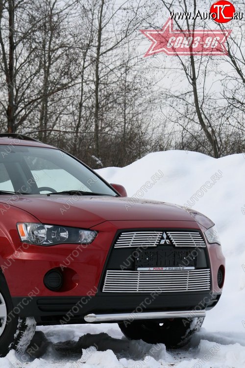 8 684 р. Одинарная защита переднего бампера из короткой трубы (d76) Souz-96 Mitsubishi Outlander XL (CW)  рестайлинг (2010-2013)  с доставкой в г. Кемерово