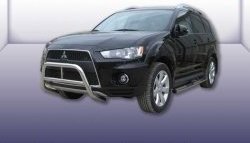 Усиленная защита переднего бампера из трубы диаметром 57 мм Slitkoff Mitsubishi Outlander  XL (2010-2013) (CW)  рестайлинг