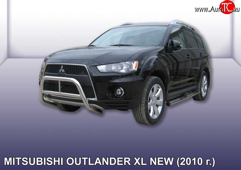 24 449 р. Усиленная защита переднего бампера из трубы диаметром 57 мм Slitkoff  Mitsubishi Outlander  XL (2010-2013) (CW)  рестайлинг (Нержавейка, Полированная)  с доставкой в г. Кемерово