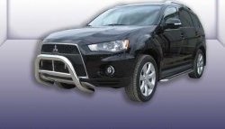 33 699 р. Усиленная защита переднего бампера из трубы диаметром 76 мм Slitkoff  Mitsubishi Outlander  XL (2010-2013) (CW)  рестайлинг (Нержавейка, Полированная)  с доставкой в г. Кемерово. Увеличить фотографию 1