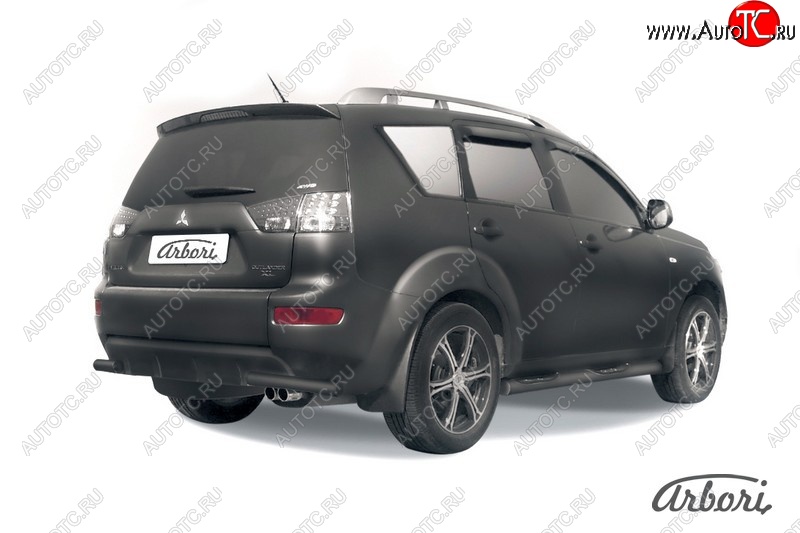 7 019 р. Защита заднего бампера Arbori (уголки, черная, 1 труба d57 mm). Mitsubishi Outlander XL (CW)  рестайлинг (2010-2013)  с доставкой в г. Кемерово