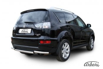 8 999 р. Защита заднего бампера Arbori (короткая, нержавейка, 1 труба d57 mm). Mitsubishi Outlander XL (CW)  рестайлинг (2010-2013)  с доставкой в г. Кемерово. Увеличить фотографию 2