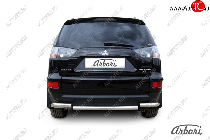 8 999 р. Защита заднего бампера Arbori (короткая, нержавейка, 1 труба d57 mm). Mitsubishi Outlander XL (CW)  рестайлинг (2010-2013)  с доставкой в г. Кемерово