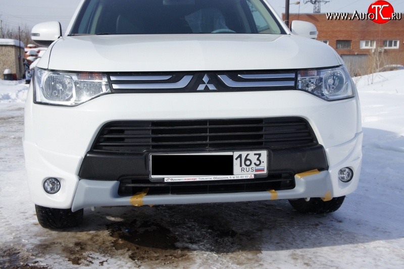 6 899 р. Накладки на передний бампер BROOMER Design (3 шт)  Mitsubishi Outlander  GF (2014-2016) 1-ый рестайлинг (Неокрашенная)  с доставкой в г. Кемерово
