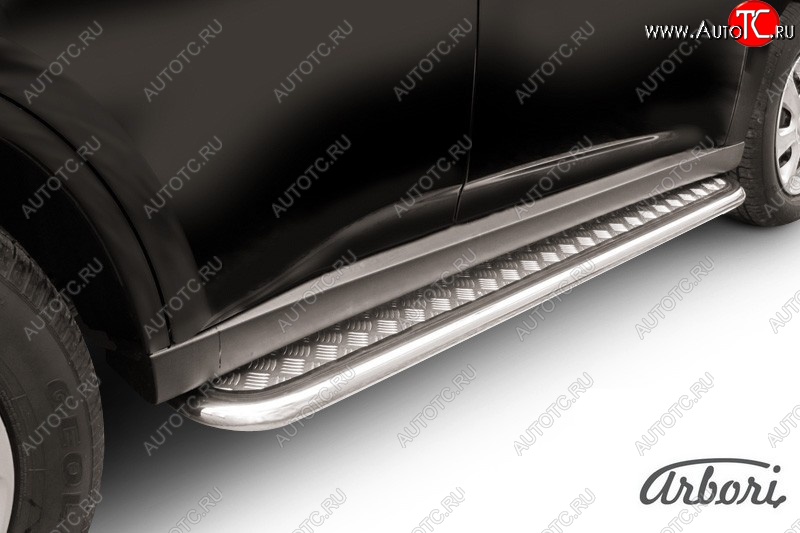 14 579 р. Защита штатных порогов с листом Arbori (нержавейка, алюминий, d42)  Mitsubishi Outlander  GF (2012-2014) дорестайлинг  с доставкой в г. Кемерово