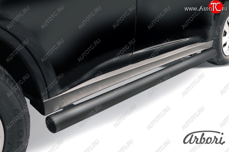 6 569 р. Защита штатных порогов Arbori (черная, d76 mm).  Mitsubishi Outlander  GF (2014-2016) 1-ый рестайлинг  с доставкой в г. Кемерово