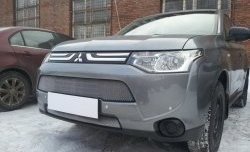 3 149 р. Сетка на бампер Russtal (хром) Mitsubishi Outlander GF дорестайлинг (2012-2014)  с доставкой в г. Кемерово. Увеличить фотографию 2
