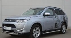 16 999 р. Защита переднего бампера (2 трубыØ63 и 42 мм, нержавейка) SLITKOFF  Mitsubishi Outlander  GF (2012-2014) дорестайлинг  с доставкой в г. Кемерово. Увеличить фотографию 4