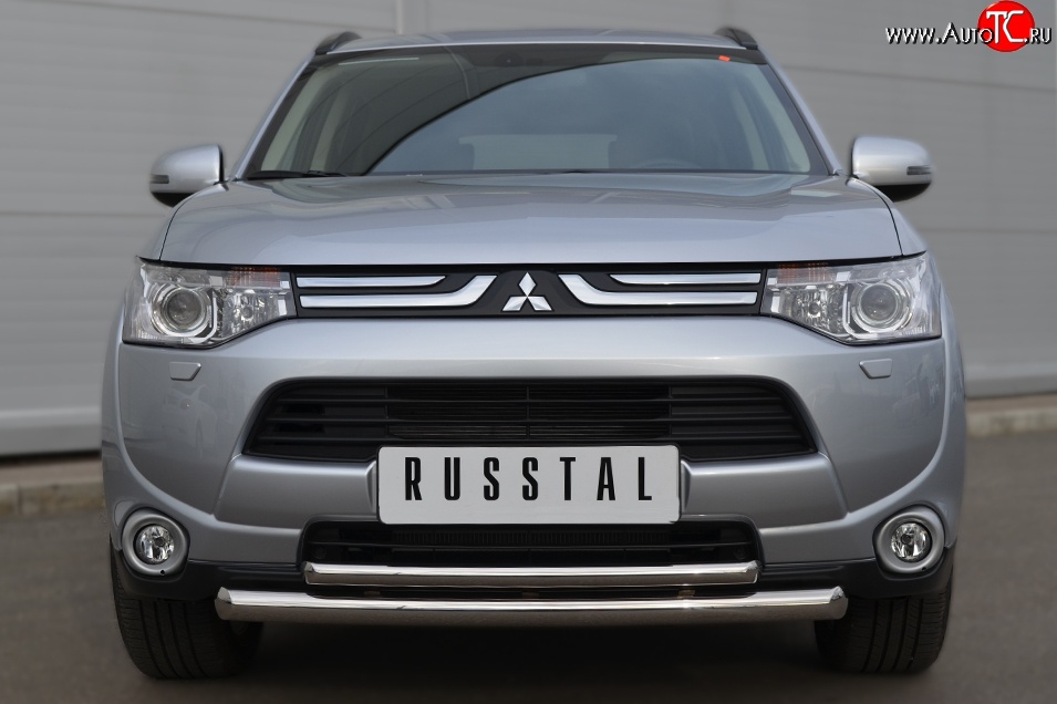 16 999 р. Защита переднего бампера (2 трубыØ63 и 42 мм, нержавейка) SLITKOFF  Mitsubishi Outlander  GF (2012-2014) дорестайлинг  с доставкой в г. Кемерово