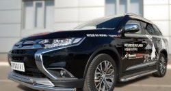 16 899 р. Защита переднего бампера (2 трубыØ63 и 42 мм, нержавейка) SLITKOFF Mitsubishi Outlander GF 2-ой рестайлинг (2015-2018)  с доставкой в г. Кемерово. Увеличить фотографию 1