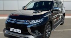 13 399 р. Защита переднего бампера (2 трубыØ75х42 и 63 мм, нержавейка) Russtal Mitsubishi Outlander GF 2-ой рестайлинг (2015-2018)  с доставкой в г. Кемерово. Увеличить фотографию 4
