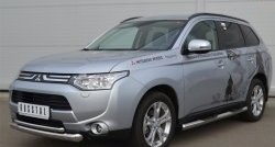 17 749 р. Защита переднего бампера (2 трубыØ76 и 42 мм, нержавейка) SLITKOFF  Mitsubishi Outlander  GF (2012-2014) дорестайлинг  с доставкой в г. Кемерово. Увеличить фотографию 2