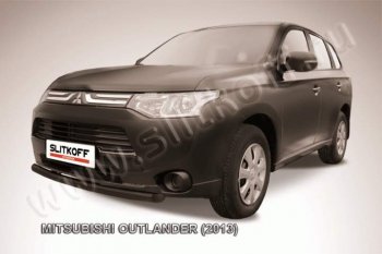 7 599 р. Защита переднего бампер Slitkoff (57 мм, короткая)  Mitsubishi Outlander  GF (2012-2014) дорестайлинг (Цвет: серебристый)  с доставкой в г. Кемерово. Увеличить фотографию 1