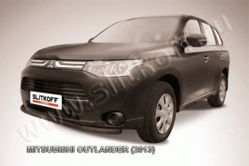 8 449 р. Защита переднего бампер Slitkoff (57 мм, длинная)  Mitsubishi Outlander  GF (2012-2014) дорестайлинг (Цвет: серебристый)  с доставкой в г. Кемерово. Увеличить фотографию 1