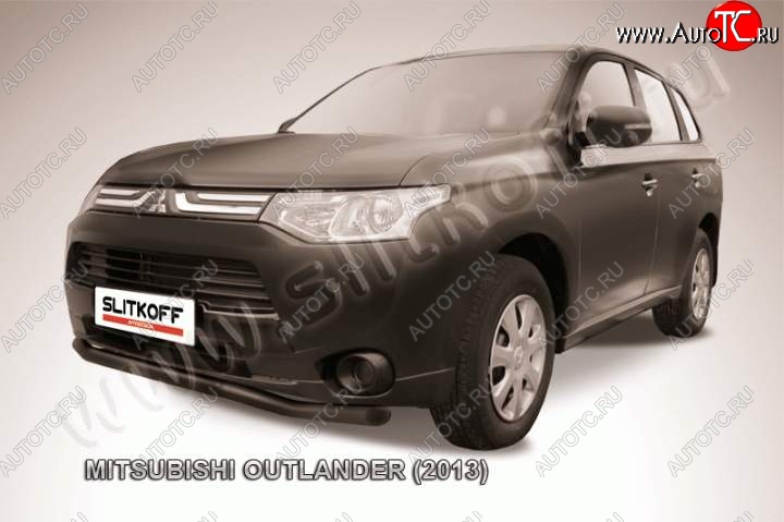 10 599 р. Защита переднего бампера Slitkoff (57мм)  Mitsubishi Outlander  GF (2012-2014) дорестайлинг (Цвет: серебристый)  с доставкой в г. Кемерово