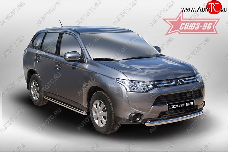 13 274 р. Защита переднего бампера одинарная Souz-96 (d76) Mitsubishi Outlander GF дорестайлинг (2012-2014)  с доставкой в г. Кемерово