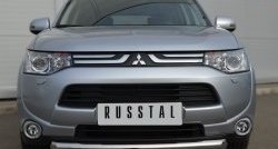 14 999 р. Одинарная защита переднего бампера диаметром 76 мм SLITKOFF  Mitsubishi Outlander  GF (2012-2014) дорестайлинг  с доставкой в г. Кемерово. Увеличить фотографию 3