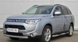 14 999 р. Одинарная защита переднего бампера диаметром 76 мм SLITKOFF  Mitsubishi Outlander  GF (2012-2014) дорестайлинг  с доставкой в г. Кемерово. Увеличить фотографию 4