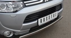 10 849 р. Защита переднего бампера (Ø75х42 мм, нержавейка) Russtal Mitsubishi Outlander GF дорестайлинг (2012-2014)  с доставкой в г. Кемерово. Увеличить фотографию 2