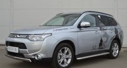 10 849 р. Защита переднего бампера (Ø75х42 мм, нержавейка) Russtal Mitsubishi Outlander GF дорестайлинг (2012-2014)  с доставкой в г. Кемерово. Увеличить фотографию 4
