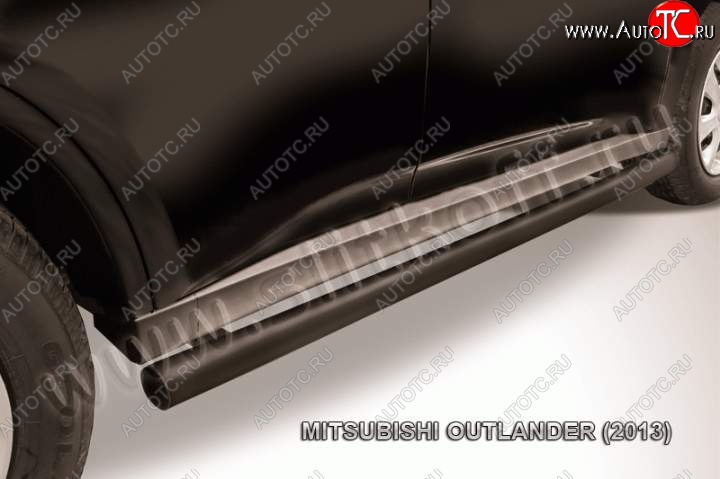 9 899 р. Защита порогов Slitkoff Mitsubishi Outlander GF дорестайлинг (2012-2014) (Цвет: серебристый)  с доставкой в г. Кемерово