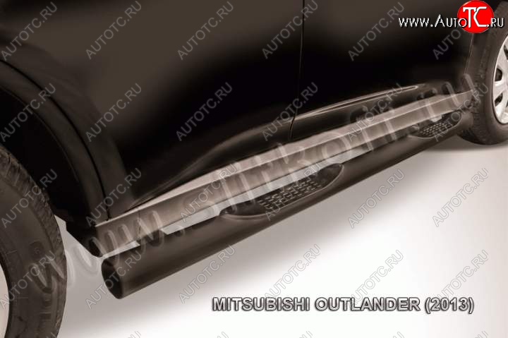 12 399 р. Защита порогов Slitkoff Mitsubishi Outlander GF дорестайлинг (2012-2014) (Цвет: серебристый)  с доставкой в г. Кемерово