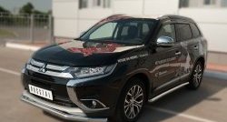 52 999 р. Защита порогов из круглой трубы диаметром 63 мм (рестайлинг) Russtal Mitsubishi Outlander GF 2-ой рестайлинг (2015-2018) (Защита порогов с со скосами на торцах (вариант 1))  с доставкой в г. Кемерово. Увеличить фотографию 4