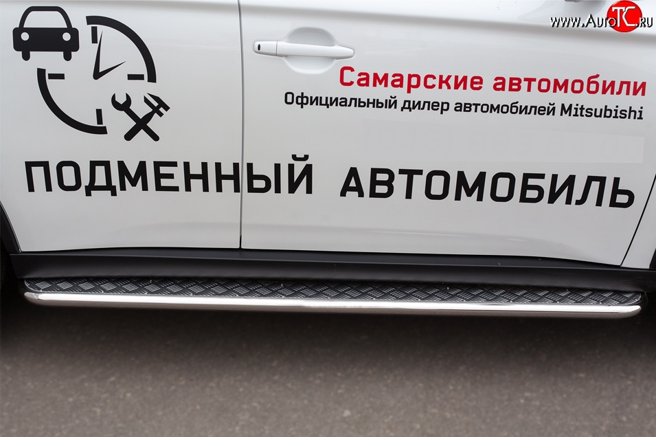 24 649 р. Широкая защита порогов (рестайлинг) SLITKOFF  Mitsubishi Outlander  GF (2014-2016) 1-ый рестайлинг  с доставкой в г. Кемерово