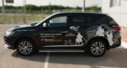 24 649 р. Широкая защита порогов SLITKOFF Mitsubishi Outlander GF 2-ой рестайлинг (2015-2018)  с доставкой в г. Кемерово. Увеличить фотографию 2