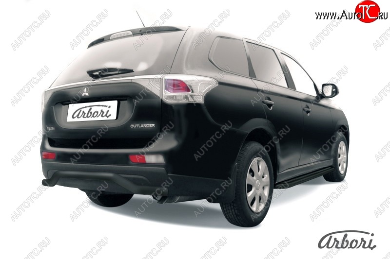 6 209 р. Защита заднего бампера Arbori (волна, черная, 1 труба d57 mm). Mitsubishi Outlander GF дорестайлинг (2012-2014)  с доставкой в г. Кемерово
