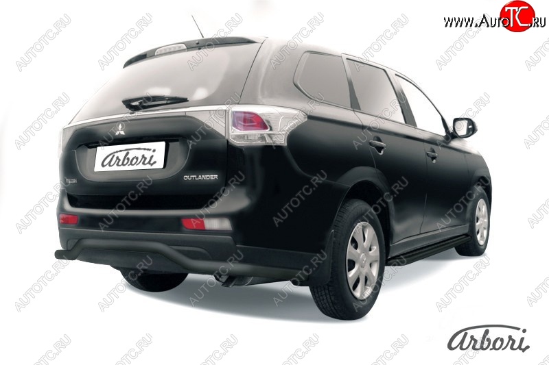 6 929 р. Защита заднего бампера Arbori (длинная, черная, 1 труба d57 mm). Mitsubishi Outlander GF дорестайлинг (2012-2014)  с доставкой в г. Кемерово