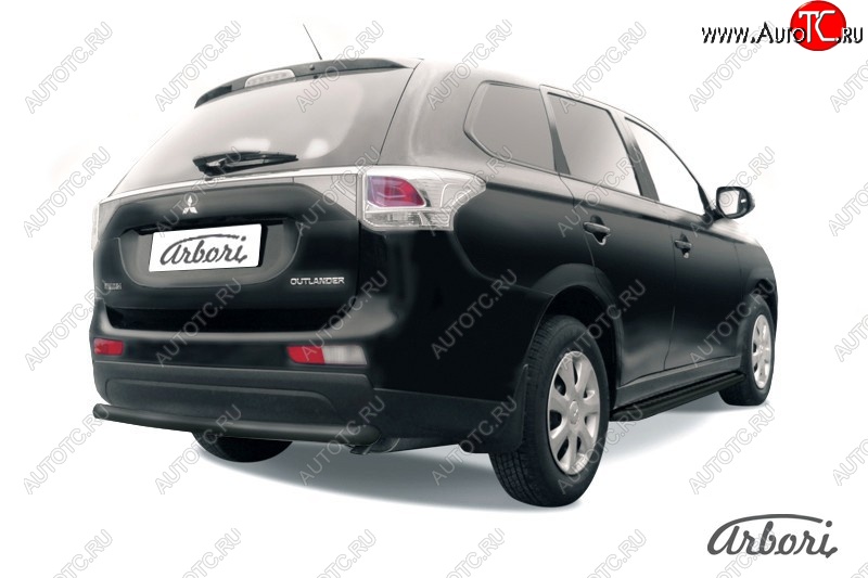 5 399 р. Защита заднего бампера Arbori (уголки, черная, 1 труба d57 mm). Mitsubishi Outlander GF дорестайлинг (2012-2014)  с доставкой в г. Кемерово