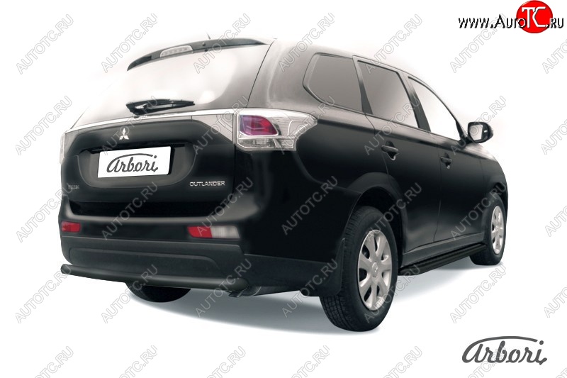 4 679 р. Защита заднего бампера Arbori (черная, 1 труба d57 mm).  Mitsubishi Outlander  GF (2014-2016) 1-ый рестайлинг  с доставкой в г. Кемерово