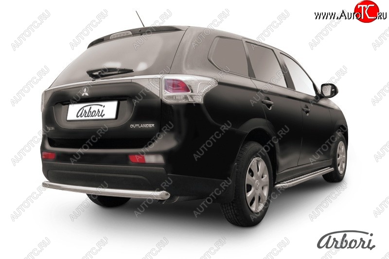 8 909 р. Защита заднего бампера (рестайлинг) Arbori (нержавейка, 1 труба d57 mm).  Mitsubishi Outlander  GF (2014-2016) 1-ый рестайлинг  с доставкой в г. Кемерово