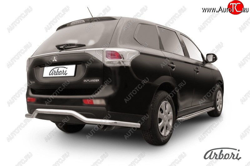 13 229 р. Защита заднего бампера Arbori (волна, нержавейка, 1 труба d57 mm).  Mitsubishi Outlander  GF (2014-2016) 1-ый рестайлинг  с доставкой в г. Кемерово