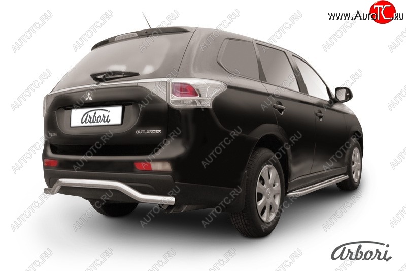 11 789 р. Защита заднего бампера Arbori (нержавейка, 1 труба d57 mm).  Mitsubishi Outlander  GF (2012-2014) дорестайлинг  с доставкой в г. Кемерово