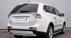 16 899 р. Защита заднего бампера (Ø63 и 42 мм, нержавейка) SLITKOFF  Mitsubishi Outlander  GF (2014-2016) 1-ый рестайлинг  с доставкой в г. Кемерово. Увеличить фотографию 2