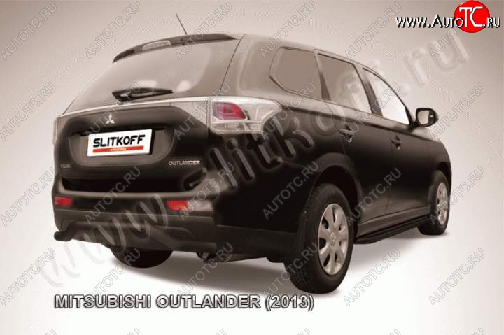 8 349 р. Защита задняя Slitkoff  Mitsubishi Outlander  GF (2012-2014) дорестайлинг (Цвет: серебристый)  с доставкой в г. Кемерово